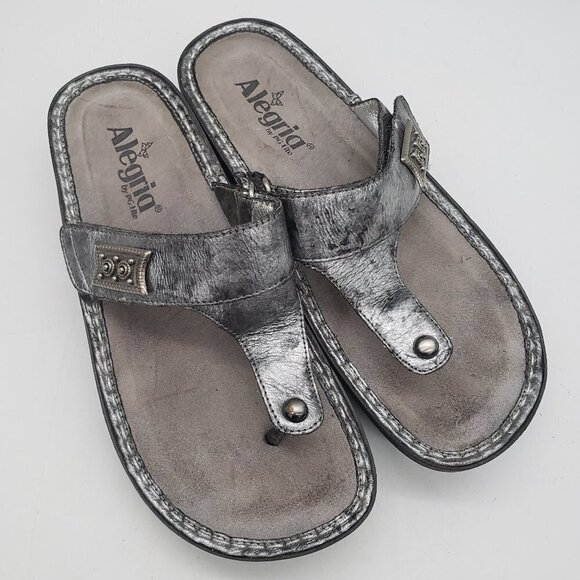 Alegria Carina Sandals Metalic Pewter Gray Silver Womens EURO 37 US 7 to 7 1/2 - Picture 1 of 7